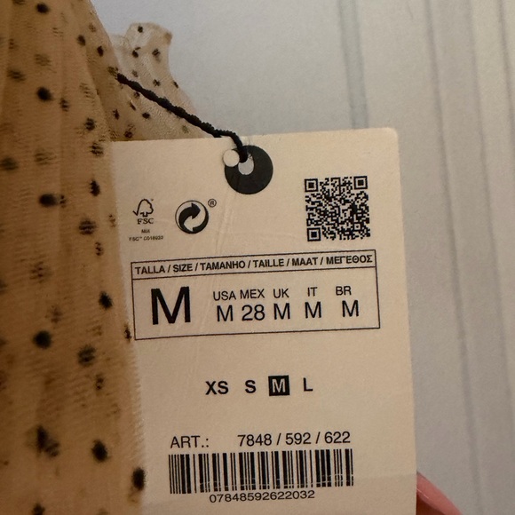 Zara ruffle chiffon polka dot NWT top medium - Picture 3 of 6